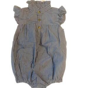 Adorable Striped Baby Romper with Ruffle Sleeves